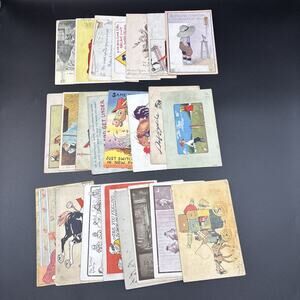 Lot of 23 Mixed Early 1900-1940s Postcards Used Greetings Artwork